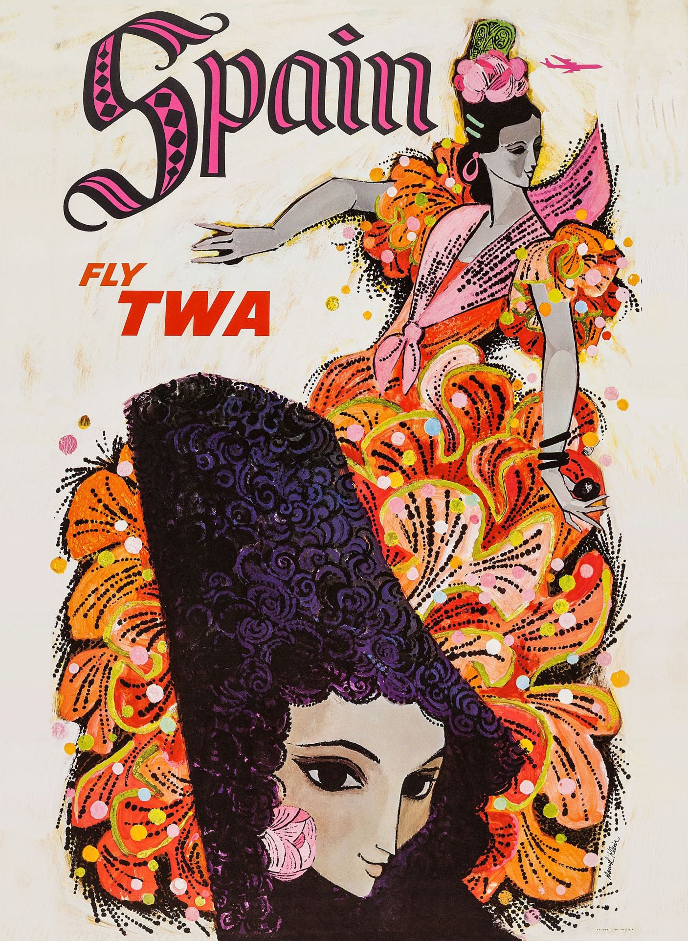 Vintage TWA Airlines advertisement c1960s - Spain