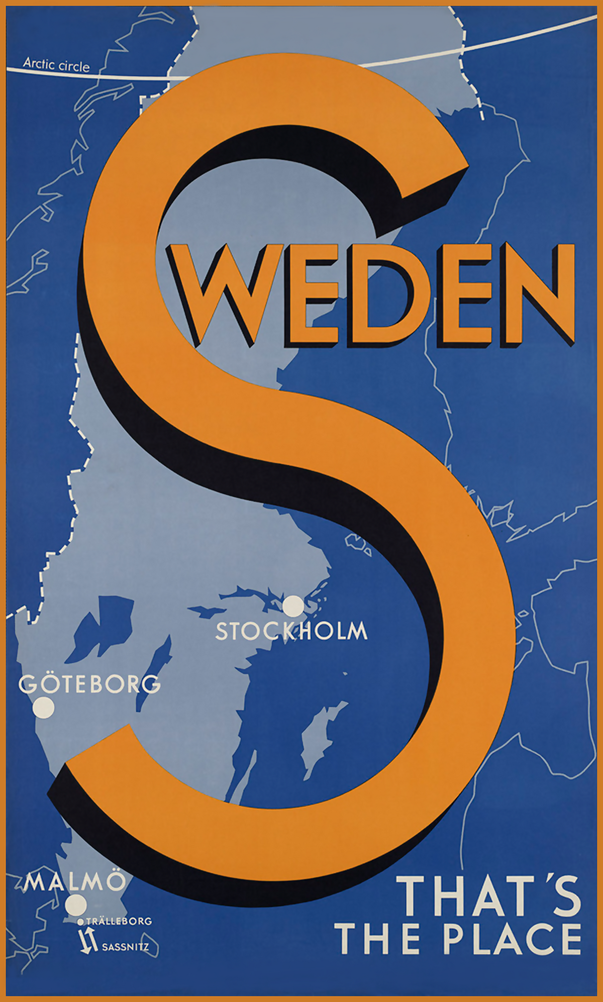 Sweden That’s the Place | Vintage Map Travel Poster
