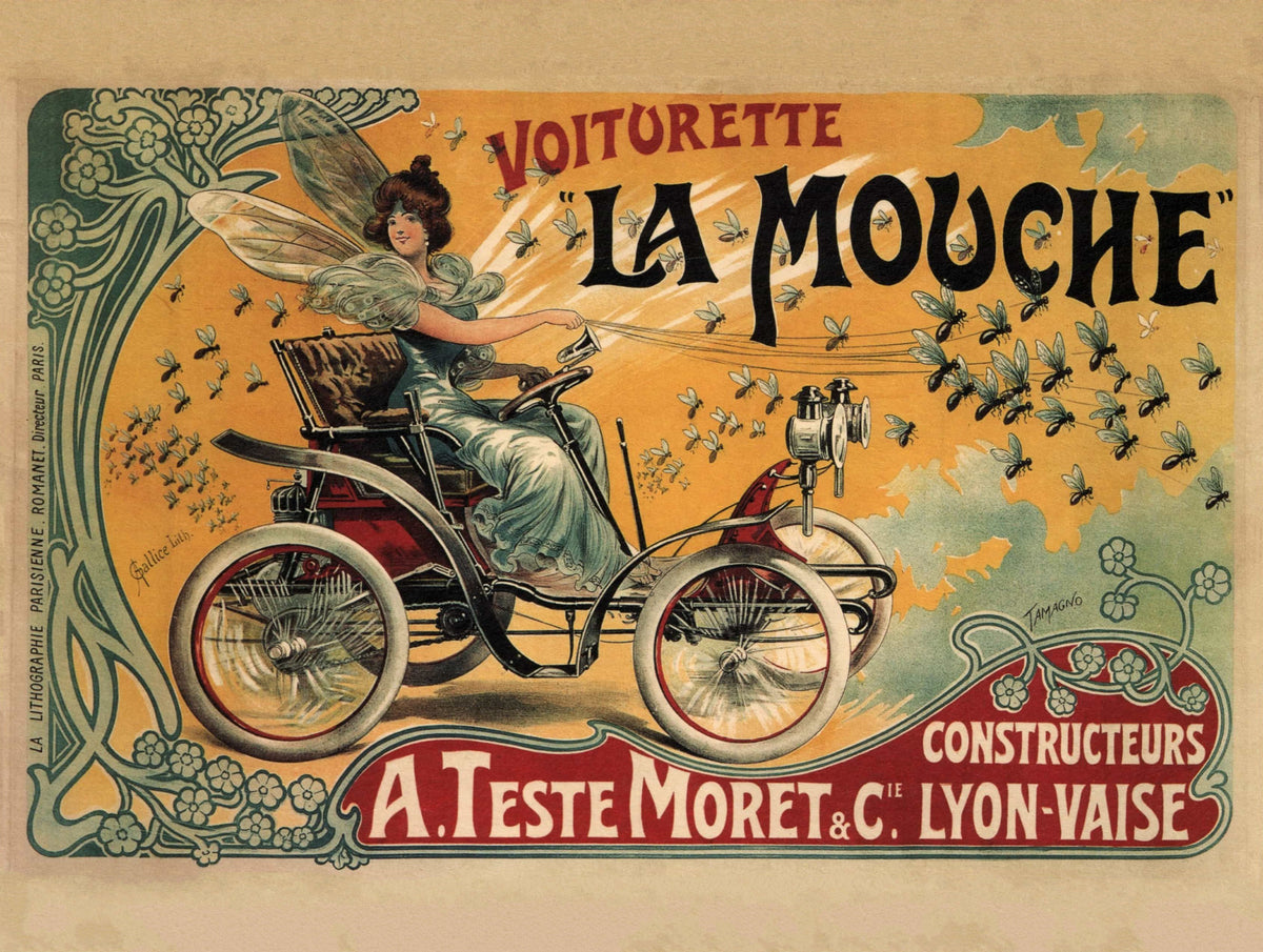 Voiturette La Mouche | Vintage Motoring Poster