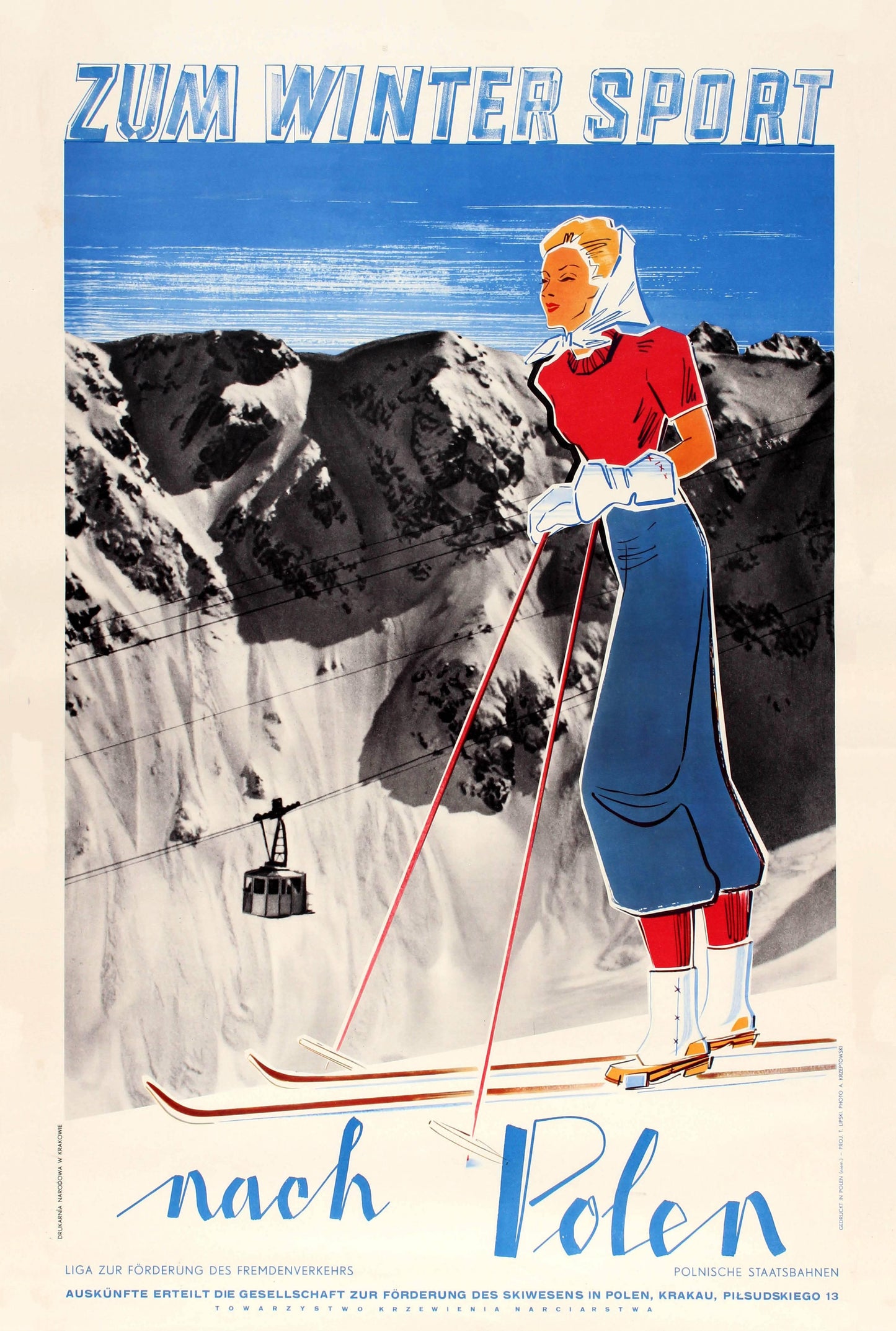 Vintage travel poster Zum Winter Sports, Poland c1930s
