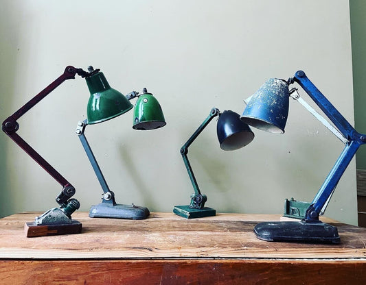 Machinists' Desk  Lamps by MEMLITE / EDL - 1930s Industrial Design, Restored