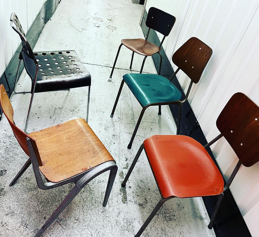 Vintage Mid-Century Designer / Industrial  Chairs - Mis-matched Sets Available