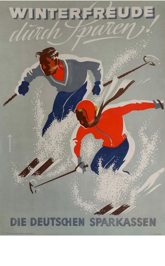 Vintage Advertising Poster - German Ski Resort, 1950s