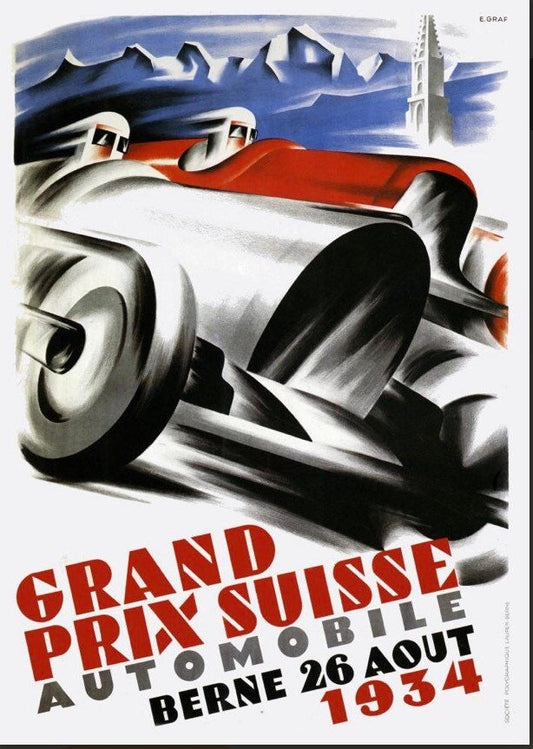 Vintage Motor Racing Poster -  Bern Grand Prix, Suisse, 1934