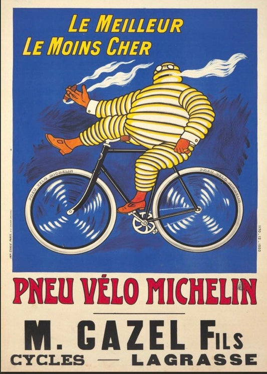 Vintage Advertising Poster - Michelin Pneus Velos, M Gazel, 1912