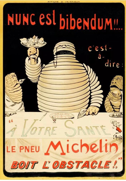 Vintage Automobilia Poster - Nunc est Bibendum, Michelin Automobile Art, 1920