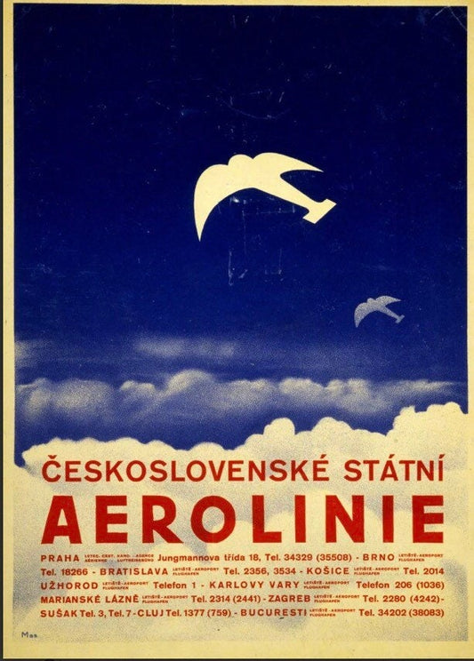 Vintage Advertising Poster - Czech Airline 1920s