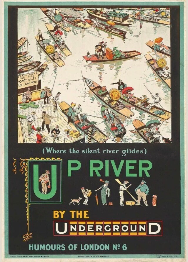 Vintage Advertising Poster - London Transport “Up River”, London Underground , 1913