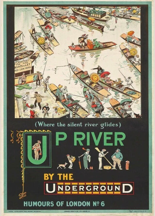 Vintage Advertising Poster - London Transport “Up River”, London Underground , 1913