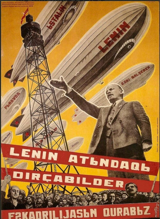 Vintage Soviet propoganda poster 1931 We will build Lenin’s squadron of AirShips
