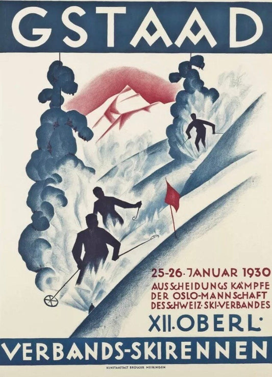 Vintage Travel Poster - Gstaad Swiss Ski Resort, 1930