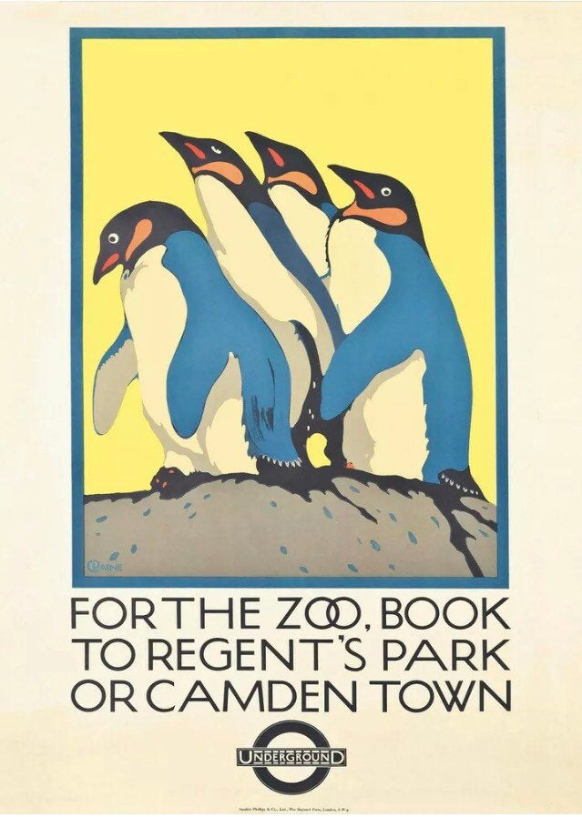 Vintage Advertising Poster - London Transport “London zoo and Regent’s Park” by London Underground, 1921