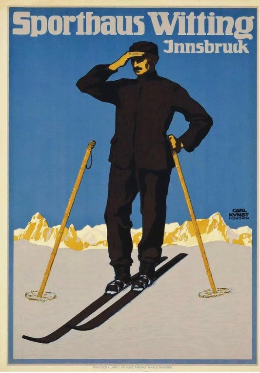 Vintage Advertising Poster - Austrian Ski Resort,  Sporthaus Witting, 1910