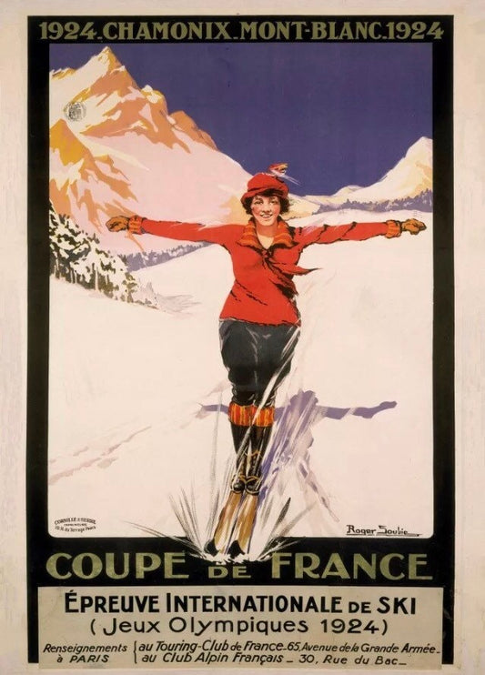 Vintage Advertising Poster - Chamonix coupe de France, Ski Resort, 1924