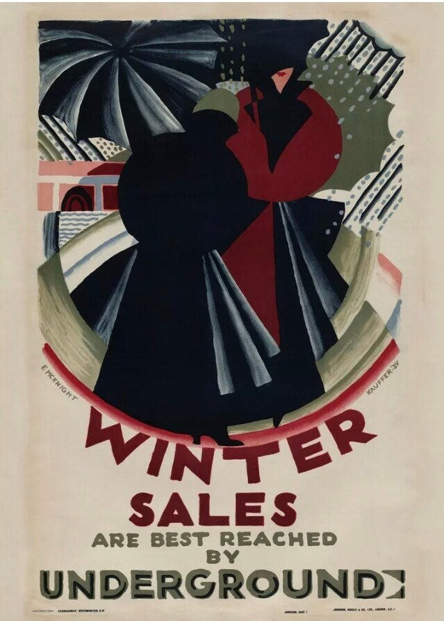 Vintage Advertising Poster - Winter Sales, London Underground, 1924