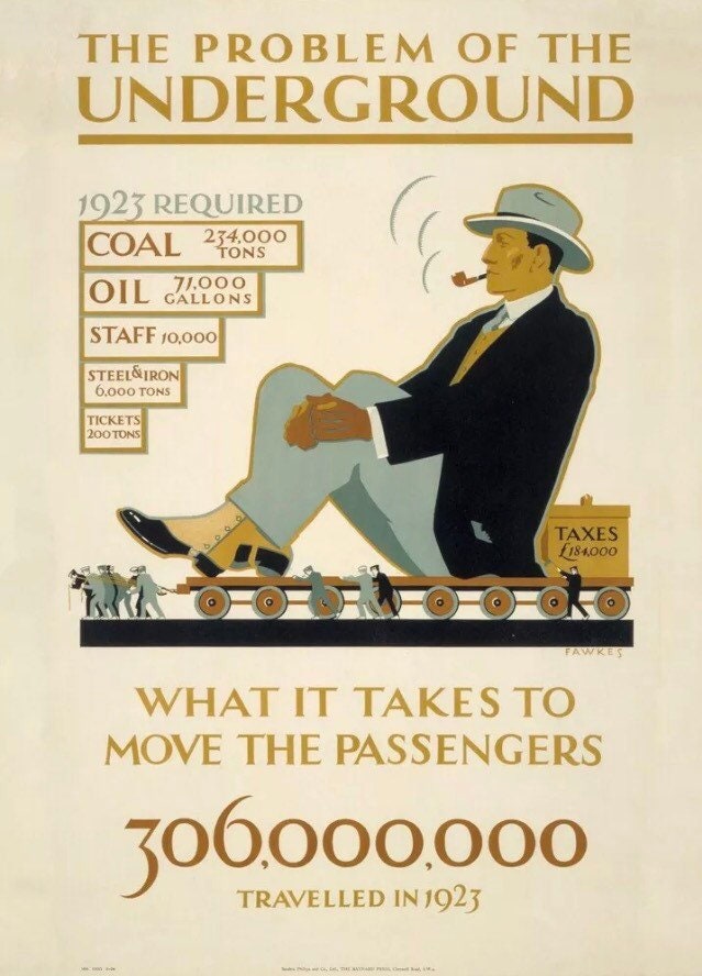 Vintage Advertising Poster - The Problem of the Underground, London Transport, c1923
