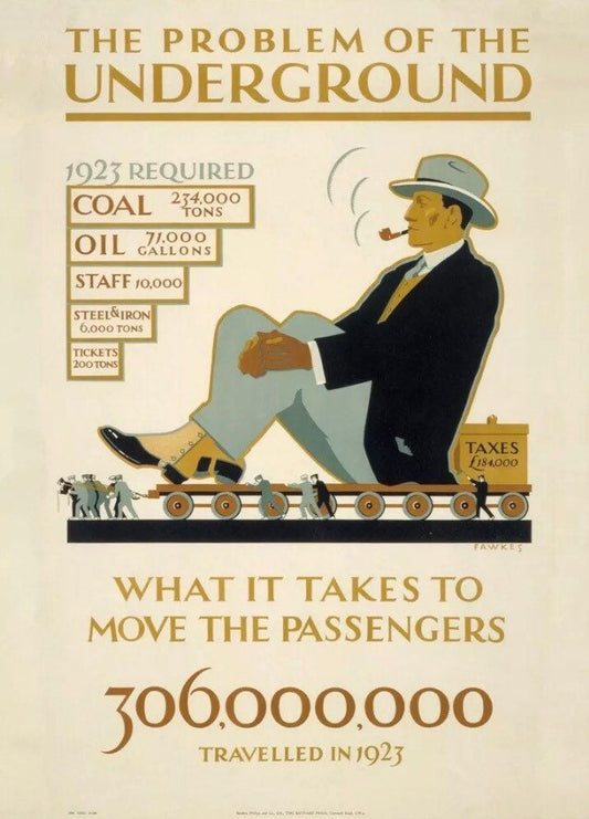 Vintage Advertising Poster - The Problem of the Underground, London Transport, c1923