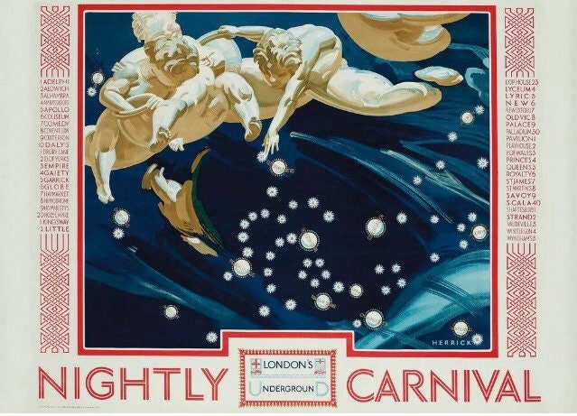 Vintage Advertising Poster - London Transport, 'Nightly Carnival', 1924