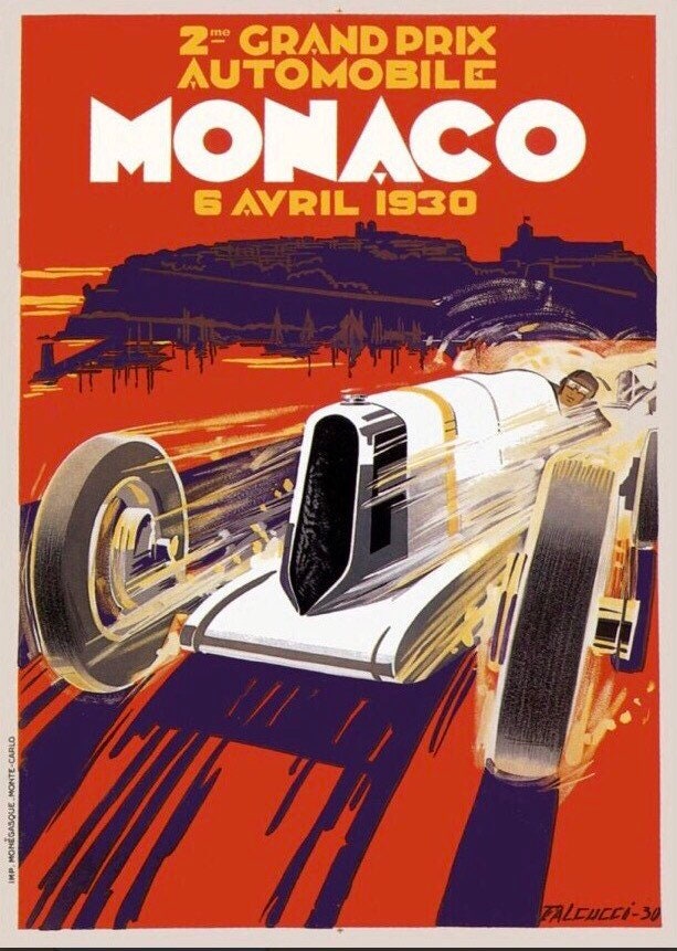 Vintage Automobile Poster - Monaco Grand Prix, 1930