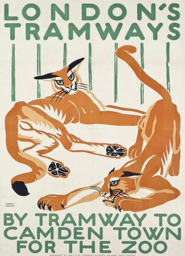 Vintage Advertising Poster - London Zoo by London Tramways, 1924