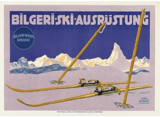 Vintage Advertising Print - Bilgeri-Ausrustung Swiss Ski Resort, 1910