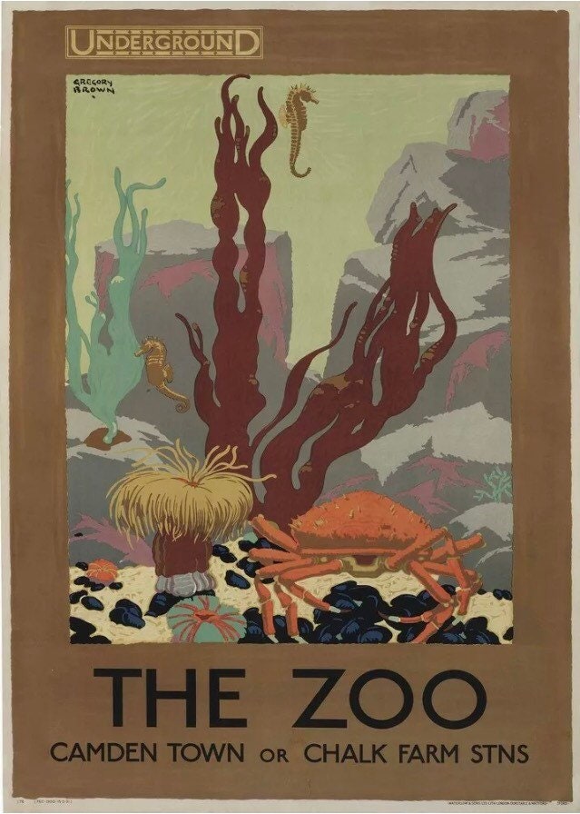 Vintage Advertising Poster - London Transport Underground, 'London Zoo', 1920s