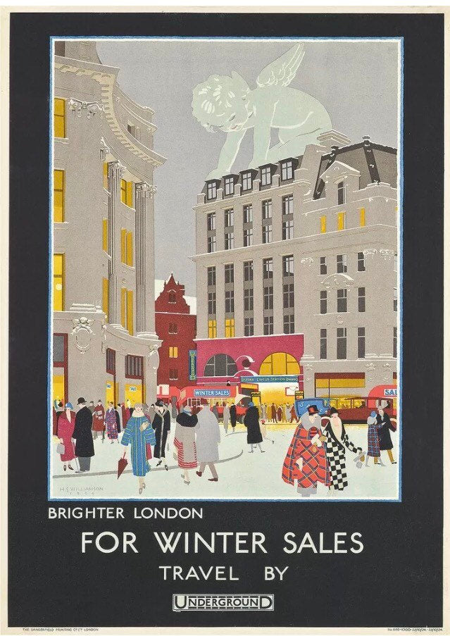 Vintage Advertising Poster = Winter Sales