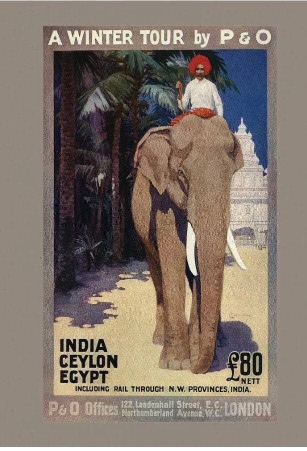 Vintage Travel Print - P&O India, Ceylon, Egypt,  c1930