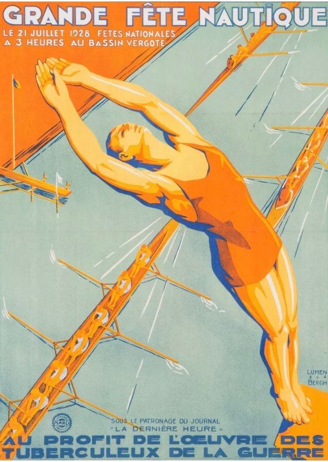 Vintage Swimming Poster - Grand Fete Nautique, French 1928