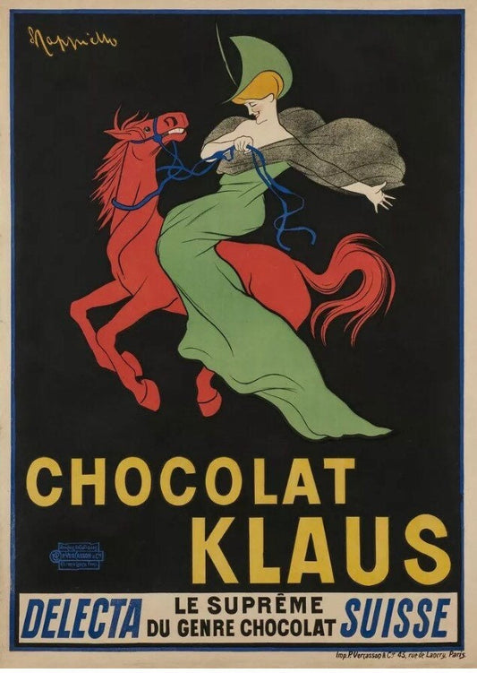 Vintage Advertising Poster  - Chocolat Klaus by Leonetto Cappiello, 1903
