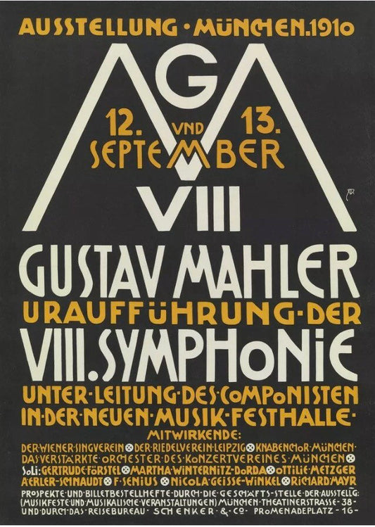 Vintage Advertising Poster -  Gustav Mahler 8th Symphony Premiere, 1910