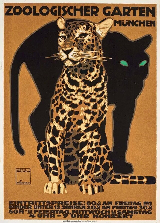 Vintage Design Print - Munich Zoological Gardens, Ludwig Hohlwein, 1912
