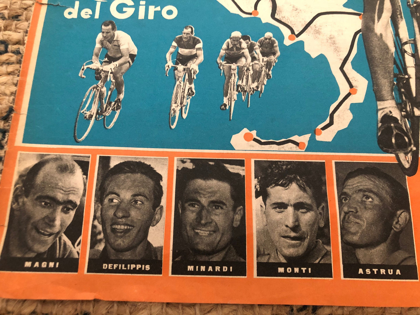 Vintage Cycling Print - Fausto Coppi Bianchi Italian, Original 1954