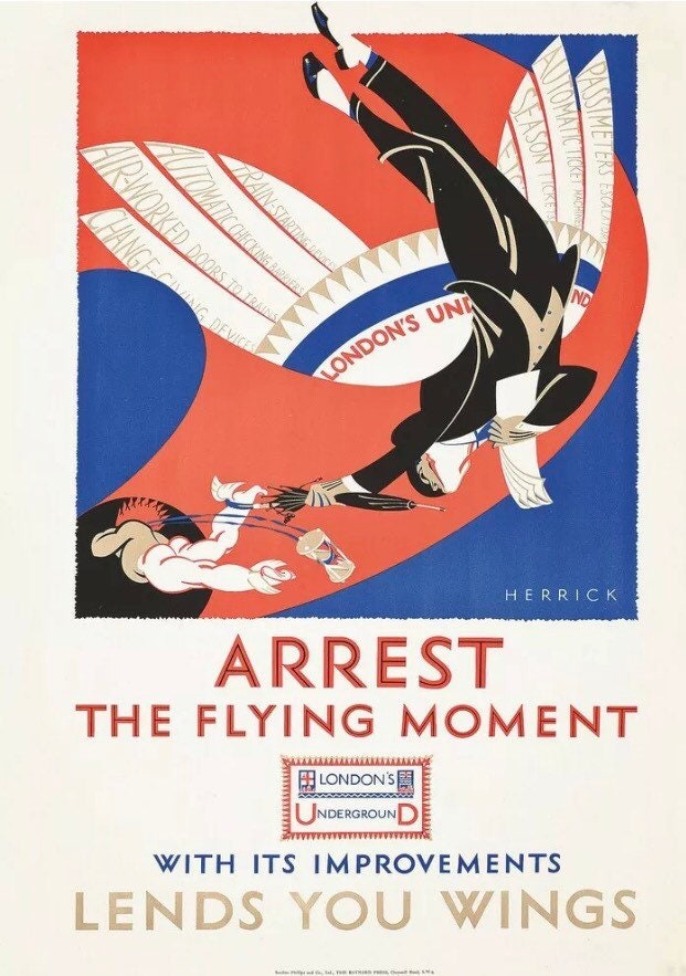 Vintage Advertising Poster - London Underground,  'Arrest the Flying Moment', 1924