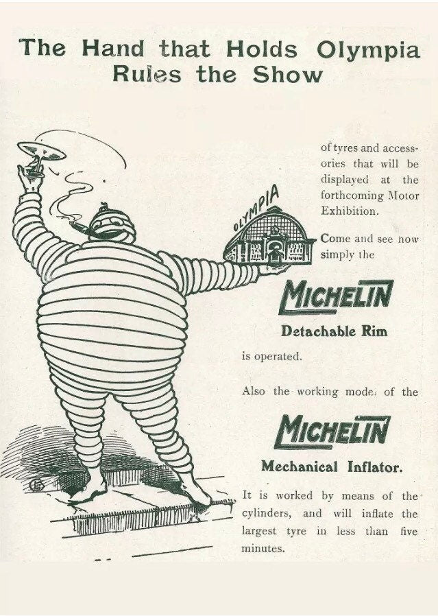 Vintage Automobilia Poster - Michelin Bibendum, Olympia Motor Show, 1907