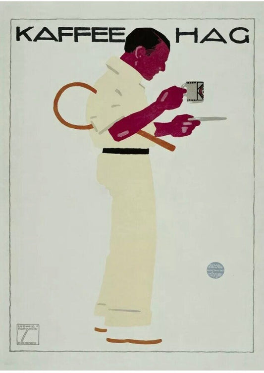 Vintage Advertising Poster - Kaffee Hag, German Coffee, Ludwig Hohlwein, 1913