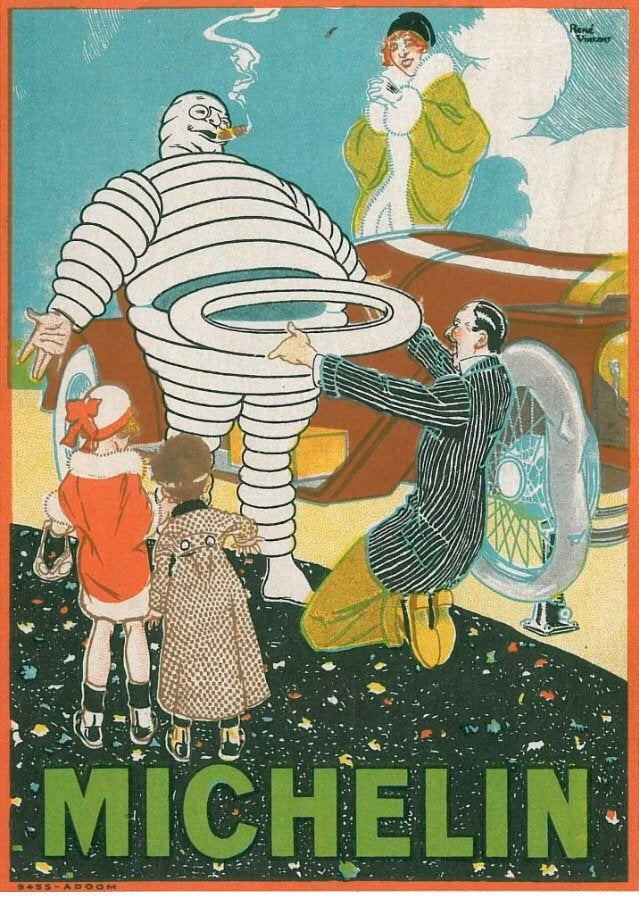 Vintage Michelin Bibendum advertising poster 1914