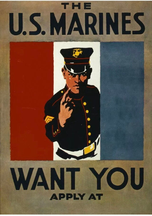 Vintage Recruitment Poster - The US Marines Want You, WW1 c1916