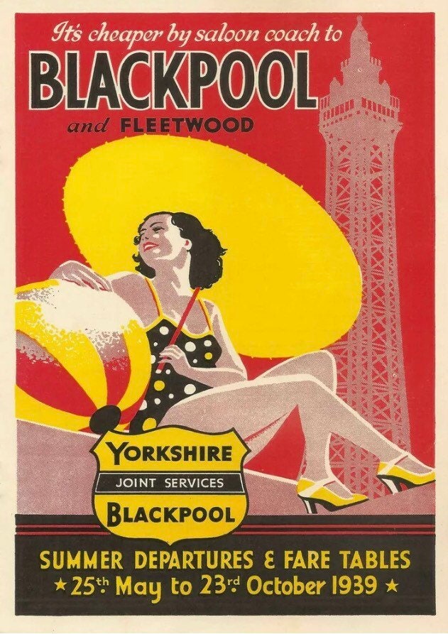 Vintage Advertising Poster - British Travel, Blackpool, 1939