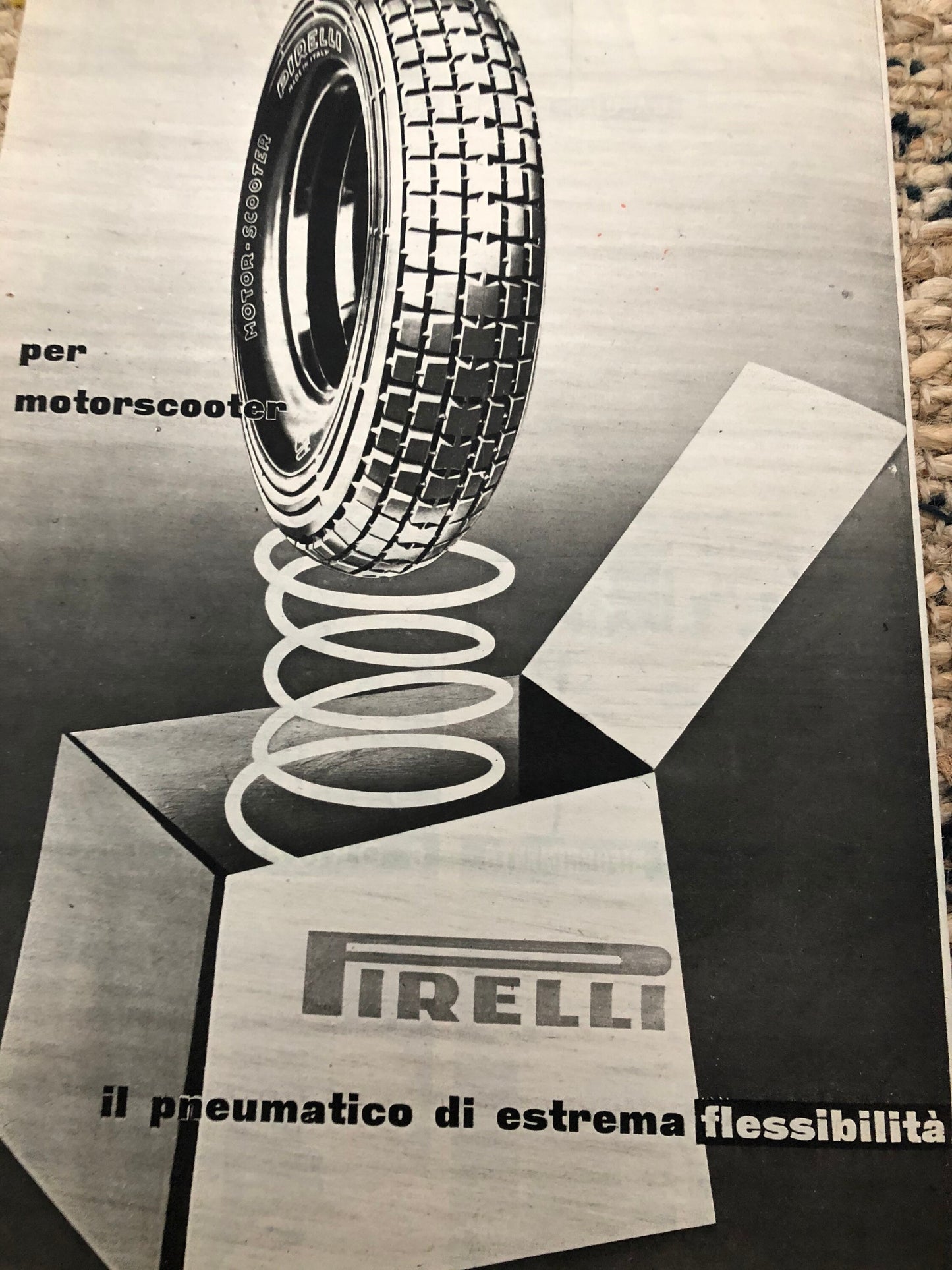 Vintage Advertising Print - Pirelli Scooter Tyres, 1953