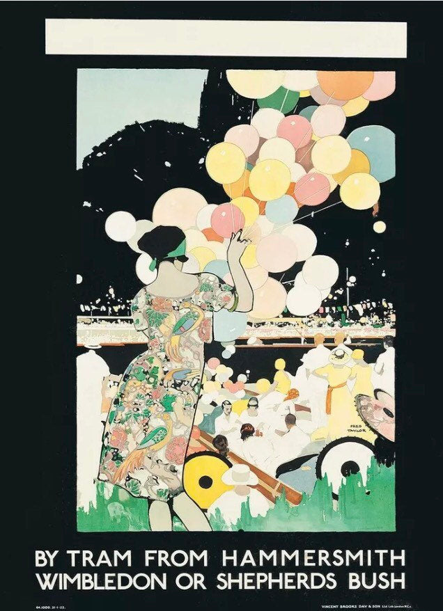 Vintage Advertising Poster - Tram from Hammersmith to Shepherds Bush, London Underground, 1922