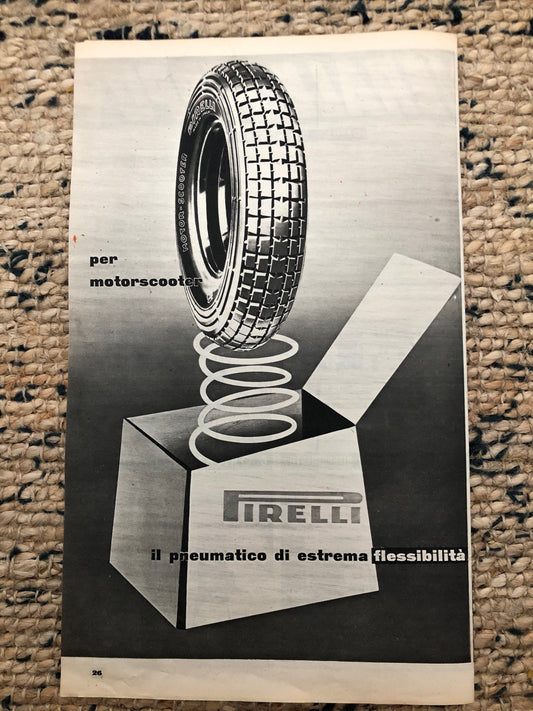 Vintage Advertising Print - Pirelli Scooter Tyres, 1953