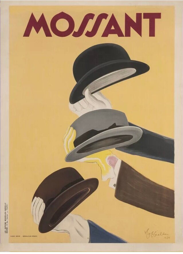 Vintage Advertising Poster - Mossant Hats by Leonetto Cappiello, 1938