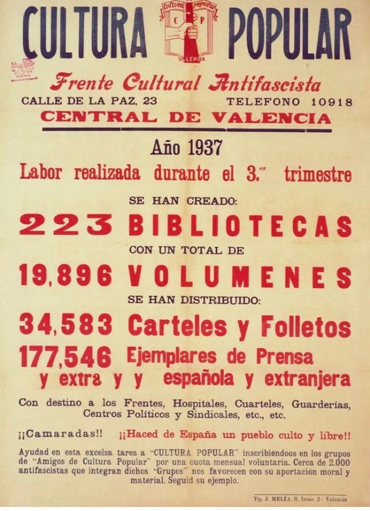 Vintage Propaganda Poster - Anti Fascism, Spanish Civil War, 1937