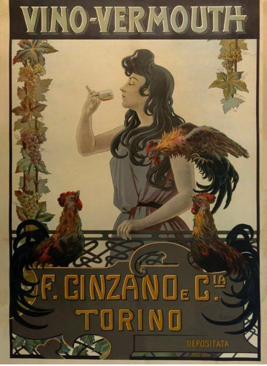 Vintage Cinzano vino Vermouth Torino 1916 advertising poster