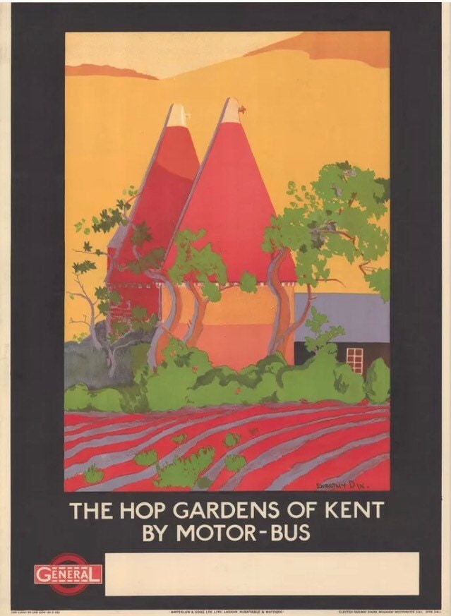 Vintage Advertising Poster - Hop Gardens of Kent, London Transport c1922