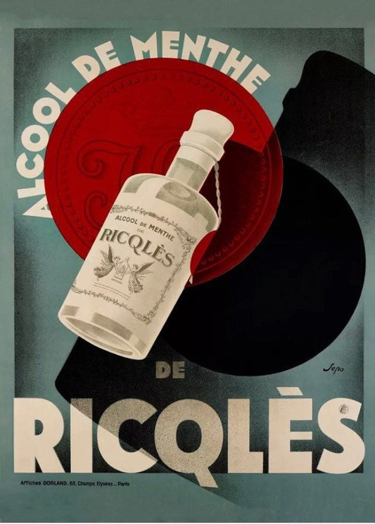 Vintage Advertising Poster - Ricqles Creme de Menthe, French c1920