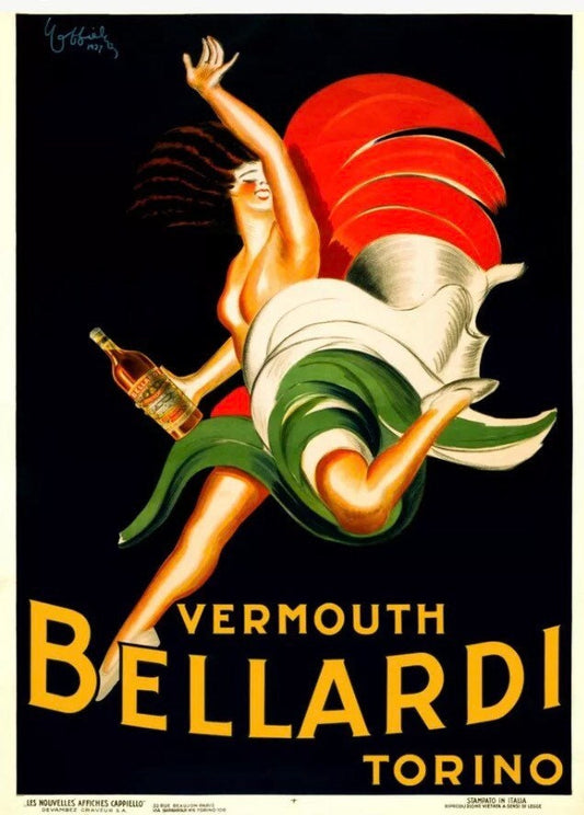 Vintage Vermouth Bellardi Torino 1927 advertising poster Leonetto Cappiello