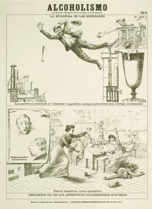 Vintage Advertising Poster - Spanish “Alcoholismo” Absinthe, 1910