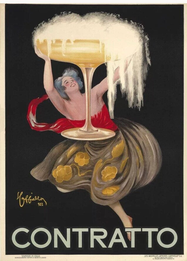 Vintage Contratto vermouth 1922 advertising poster Leonetto Cappiello